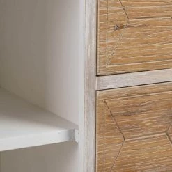 ALTOBUY OLMANN - Buffet 1 Porte 3 Tiroirs Blanc Et Naturel Aspect Vieilli - Blanc -Buffet et enfilade Soldes 57213640 5