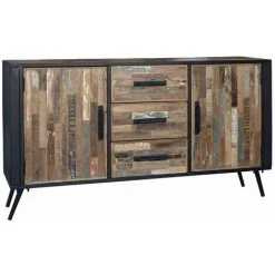 ALTOBUY NESSA - Buffet 2 Portes 3 Tiroirs Manguier Massif Recyclé - Naturel