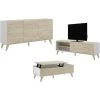 VENTE-UNIQUE.COM Ensemble Table Basse + Meuble TV + Buffet - Blanc Et Chêne - Séjour Scandinave KOLYMA - Naturel Clair, Blanc