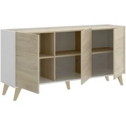 VENTE-UNIQUE.COM Ensemble Table Basse + Meuble TV + Buffet - Blanc Et Chêne - Séjour Scandinave KOLYMA - Naturel Clair, Blanc -Buffet et enfilade Soldes 57217387 3