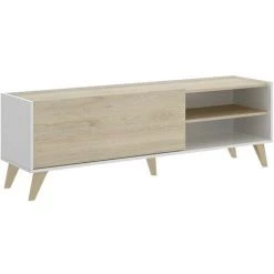 VENTE-UNIQUE.COM Ensemble Table Basse + Meuble TV + Buffet - Blanc Et Chêne - Séjour Scandinave KOLYMA - Naturel Clair, Blanc -Buffet et enfilade Soldes 57217387 4