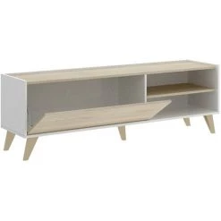 VENTE-UNIQUE.COM Ensemble Table Basse + Meuble TV + Buffet - Blanc Et Chêne - Séjour Scandinave KOLYMA - Naturel Clair, Blanc -Buffet et enfilade Soldes 57217387 5