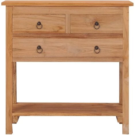 NOVA Croyance Mobile Avec 3 Tiroirs Et Une étagère En Bois En Teck Solide Buffet 78x35x80 Cm Bois De Teck Massif 3 NOVA Croyance Mobile Avec 3 Tiroirs Et Une étagère En Bois En Teck Solide Buffet 78x35x80 Cm Bois De Teck Massif – Image 3