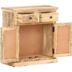 NOVA Buffet Mobile En Mangue Solide Et Baril Naturel Buffet 65x32x70 Cm Bois De Manguier Massif Et Canne Naturelle -Buffet et enfilade Soldes 57223682 4