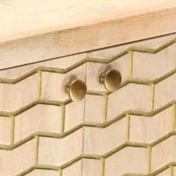 NOVA Pinie-pied En Or Mobile Avec Portes En Bois Massif De La Mangue Buffet Doré 60 X 30 X 70 Cm Bois De Manguier Massif -Buffet et enfilade Soldes 57223779 3