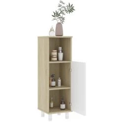NOVA Armoire De Garde-robe De Bain Avec Compartiment Et Porte 30x30x95 Cm Diverses Couleurs Armoire De Bain Blanc Et Chêne Sonoma 30x30x95 Cm Aggloméré Couleur : Chêne Blanc -Buffet et enfilade Soldes 57225564 3