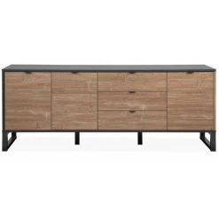 CAESAROO Buffet 175x70H Cm Manhattan Bambou Et Gris Anthracite Avec Trois Portes Et Trois Tiroirs | Bambou Et Gris Anthracite 8 CAESAROO Buffet 175x70H Cm Manhattan Bambou Et Gris Anthracite Avec Trois Portes Et Trois Tiroirs | Bambou Et Gris Anthracite -Buffet et enfilade Soldes 57229597 4