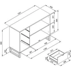 CAESAROO Buffet 120x88H Cm Manhattan Bambou Et Gris Anthracite Avec Deux Portes Et Trois Tiroirs | Bambou Et Gris Anthracite 9 CAESAROO Buffet 120x88H Cm Manhattan Bambou Et Gris Anthracite Avec Deux Portes Et Trois Tiroirs | Bambou Et Gris Anthracite -Buffet et enfilade Soldes 57229600 5