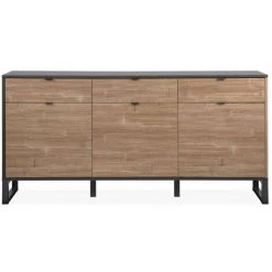 CAESAROO Buffet 175x88H Cm Manhattan Bambou Et Gris Anthracite Avec Trois Portes Et Trois Tiroirs | Bambou Et Gris Anthracite -Buffet et enfilade Soldes 57229603 4