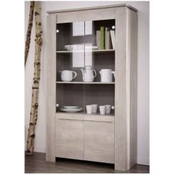 Buffet Haut 4 Portes Avec Vitrine L98 X H174,5 Cm - Ségur - Calicosy - Chene Champagne 6 Buffet Haut 4 Portes Avec Vitrine L98 X H174,5 Cm - Ségur - Calicosy - Chene Champagne -Buffet et enfilade Soldes 57240363 3