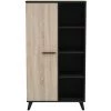 Buffet Haut 1 Porte Et 4 Niches L83 X H154 Cm - Wayne - Calicosy - Chene Brosse/noir Mat
