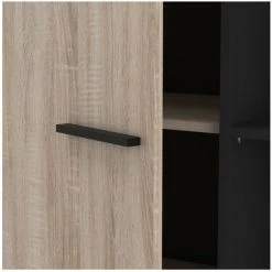 Buffet Haut 1 Porte Et 4 Niches L83 X H154 Cm - Wayne - Calicosy - Chene Brosse/noir Mat -Buffet et enfilade Soldes 57566494 5