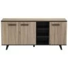 Buffet 3 Portes Et 3 Niches L160,7 Cm - Wayne - Calicosy - Chene Brosse/noir Mat