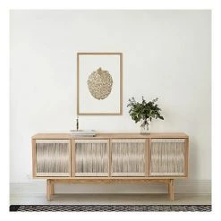 WOODMAN Buffet 4 Portes 180x45x77 Cm Décor Frêne Et Chanvre - AVEDIS