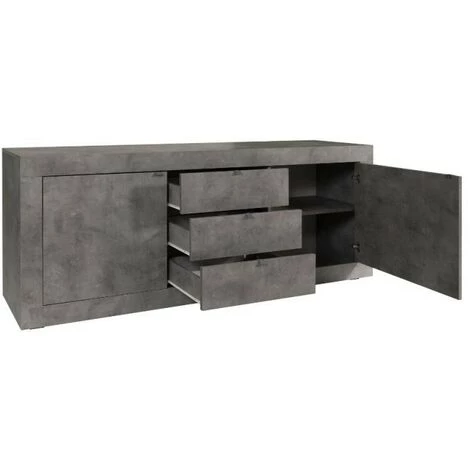IPERBRIKO Buffet 2 Portes Et 3 Tiroirs Ocean Beton Gris 210x45xh.85 Cm 2 IPERBRIKO Buffet 2 Portes Et 3 Tiroirs Ocean Beton Gris 210x45xh.85 Cm – Image 2