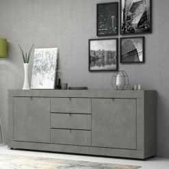 IPERBRIKO Buffet 2 Portes Et 3 Tiroirs Ocean Beton Gris 210x45xh.85 Cm 5 IPERBRIKO Buffet 2 Portes Et 3 Tiroirs Ocean Beton Gris 210x45xh.85 Cm -Buffet et enfilade Soldes 57712693 3