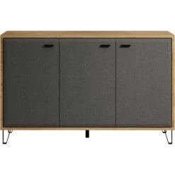 CHB COLLECTION Buffet - Mélaminé Chêne-feutre - Naturel/gris Foncé - 146 / 90 / 42 Cm - Naturel/Gris Foncé