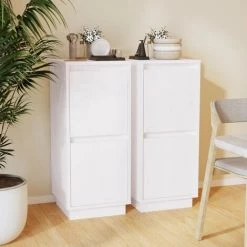YOUTHUP Buffets 2 Pcs Blanc 31,5x34x75 Cm Bois Massif De Pin - Blanc