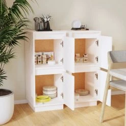 YOUTHUP Buffets 2 Pcs Blanc 31,5x34x75 Cm Bois Massif De Pin - Blanc -Buffet et enfilade Soldes 57778318 3
