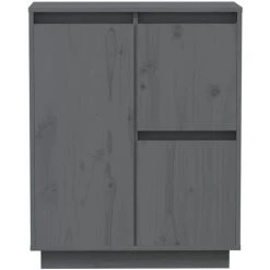 YOUTHUP Buffet Gris 60x34x75 Cm Bois Massif De Pin - Gris -Buffet et enfilade Soldes 57778367 5