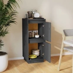 YOUTHUP Buffet Gris 31,5x34x75 Cm Bois Massif De Pin - Gris -Buffet et enfilade Soldes 57778653 3