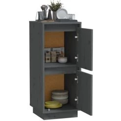 YOUTHUP Buffet Gris 31,5x34x75 Cm Bois Massif De Pin - Gris -Buffet et enfilade Soldes 57778653 4