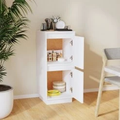 YOUTHUP Buffet Blanc 31,5x34x75 Cm Bois Massif De Pin - Blanc -Buffet et enfilade Soldes 57778655 3