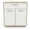 Buffet Bas 2 Portes 1 Tiroir, Décor Bois Et Blanc L78 Cm - Léo - Calicosy - Chene Kronberg/blanc