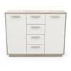 Buffet 2 Portes 4 Tiroirs, Décor Bois Et Blanc L113 Cm - Léo - Calicosy - Chene Kronberg/blanc