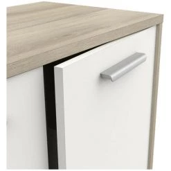 Buffet 2 Portes 4 Tiroirs, Décor Bois Et Blanc L113 Cm - Léo - Calicosy - Chene Kronberg/blanc -Buffet et enfilade Soldes 57796072 5