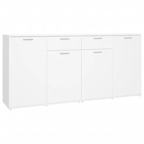 TRUE DEAL Buffet Blanc 160x36x75 Cm Aggloméré 2 TRUE DEAL Buffet Blanc 160x36x75 Cm Aggloméré – Image 2