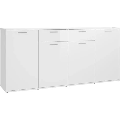 TRUE DEAL Buffet Blanc Brillant 160x36x75 Cm Aggloméré 2 TRUE DEAL Buffet Blanc Brillant 160x36x75 Cm Aggloméré – Image 2