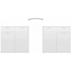 TRUE DEAL Buffet Blanc Brillant 160x36x75 Cm Aggloméré 9 TRUE DEAL Buffet Blanc Brillant 160x36x75 Cm Aggloméré -Buffet et enfilade Soldes 57820244 5