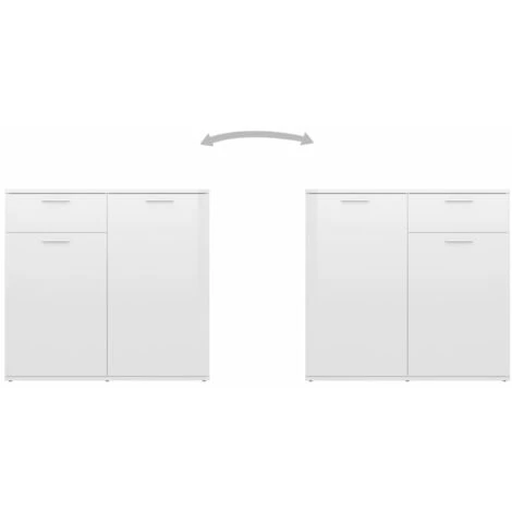 TRUE DEAL Buffet Blanc Brillant 160x36x75 Cm Aggloméré 5 TRUE DEAL Buffet Blanc Brillant 160x36x75 Cm Aggloméré – Image 5