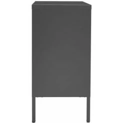 TRUE DEAL Buffet Anthracite 75x35x70 Cm Acier Et Verre Trempé -Buffet et enfilade Soldes 57836043 4