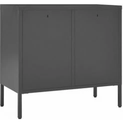 TRUE DEAL Buffet Anthracite 75x35x70 Cm Acier Et Verre Trempé -Buffet et enfilade Soldes 57836043 5