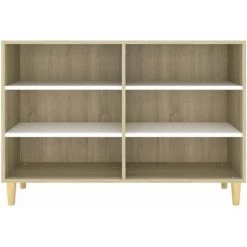 TRUE DEAL Buffet Blanc Et Chêne Sonoma 103,5x35x70 Cm Aggloméré -Buffet et enfilade Soldes 57836809 4