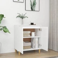 TRUE DEAL Buffet Avec Pieds En Bois Massif Blanc 60x35x70 Cm Aggloméré -Buffet et enfilade Soldes 57836842 3