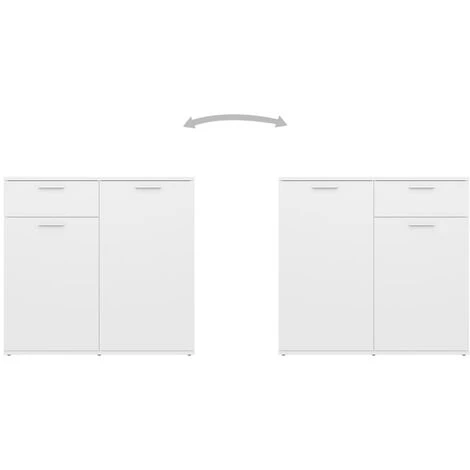TRUE DEAL Buffet Blanc 80x36x75 Cm Aggloméré 5 TRUE DEAL Buffet Blanc 80x36x75 Cm Aggloméré – Image 5