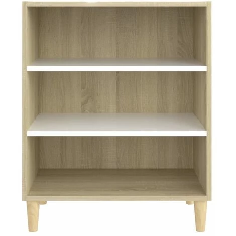 TRUE DEAL Buffet Blanc Et Chêne Sonoma 57x35x70 Cm Aggloméré 4 TRUE DEAL Buffet Blanc Et Chêne Sonoma 57x35x70 Cm Aggloméré – Image 4