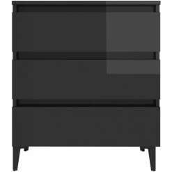 TRUE DEAL Buffet Gris Brillant 60x35x69 Cm Aggloméré -Buffet et enfilade Soldes 57838129 4
