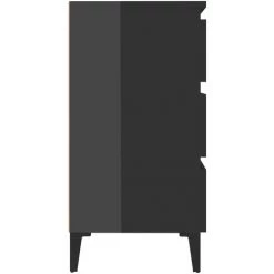 TRUE DEAL Buffet Gris Brillant 60x35x69 Cm Aggloméré -Buffet et enfilade Soldes 57838129 5