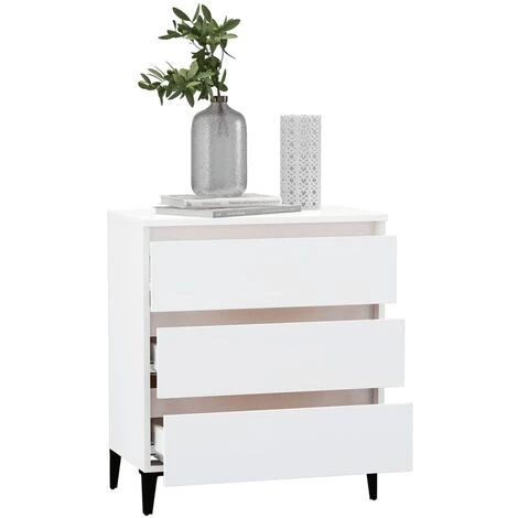 TRUE DEAL Buffet Blanc 60x35x69 Cm Aggloméré 3 TRUE DEAL Buffet Blanc 60x35x69 Cm Aggloméré – Image 3