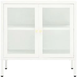 TRUE DEAL Buffet Blanc 70x35x70 Cm Acier Et Verre 7 TRUE DEAL Buffet Blanc 70x35x70 Cm Acier Et Verre -Buffet et enfilade Soldes 57838928 3