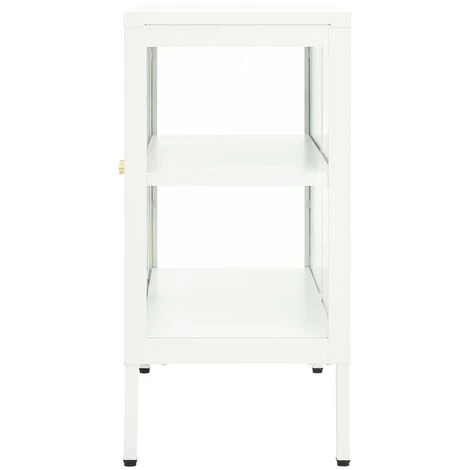 TRUE DEAL Buffet Blanc 70x35x70 Cm Acier Et Verre 4 TRUE DEAL Buffet Blanc 70x35x70 Cm Acier Et Verre – Image 4