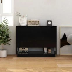 TRUE DEAL Buffet Noir 97x31x75 Cm Aggloméré