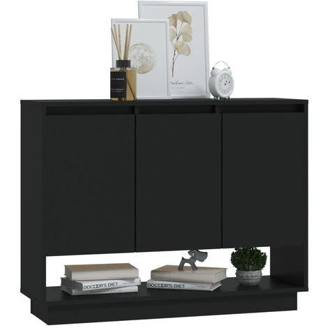TRUE DEAL Buffet Noir 97x31x75 Cm Aggloméré 4 TRUE DEAL Buffet Noir 97x31x75 Cm Aggloméré – Image 4
