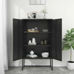 TRUE DEAL Buffet Haut Noir 80x35x135 Cm Acier 7 TRUE DEAL Buffet Haut Noir 80x35x135 Cm Acier -Buffet et enfilade Soldes 57839595 3
