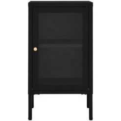 TRUE DEAL Buffet Noir 38x35x70 Cm Acier Et Verre -Buffet et enfilade Soldes 57839818 3