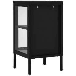 TRUE DEAL Buffet Noir 38x35x70 Cm Acier Et Verre -Buffet et enfilade Soldes 57839818 5